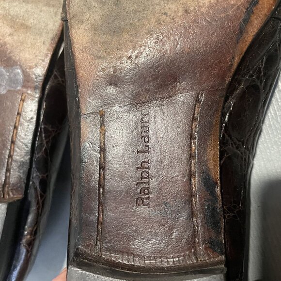 Ralph Lauren Womens Brown Crocodile Leather Loafers With Tassel Detail Size 10 - Picture 4 of 7